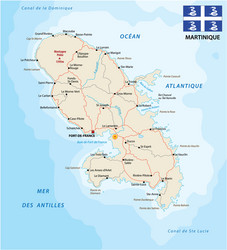 road map of martinique with flag vector image