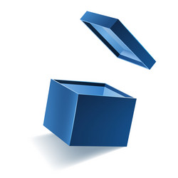 blue opened 3d realistic gift box with flying off vector image