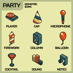 party color outline isometric icons set vector image