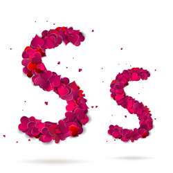 letter s made from hearts love alphabet vector image