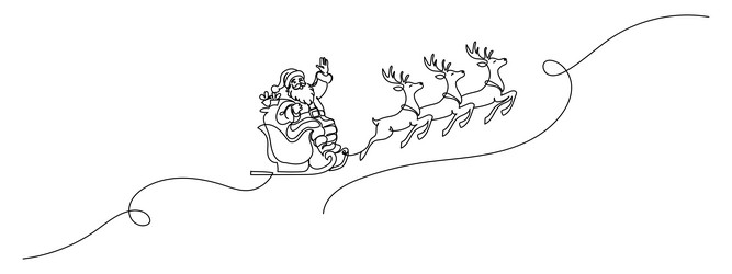 one continuous line drawing of christmas reindeer vector image