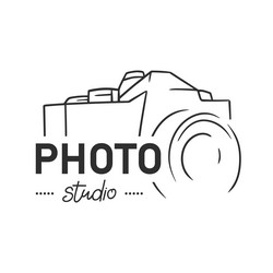 hand drawn camera photography logo studio photo vector image