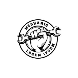 mechanic badge logo design in retro style plumber vector image