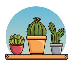 Cute kawaii cactus and succulent cartoon vector