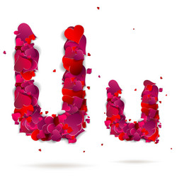 letter u made from hearts love alphabet vector image