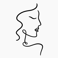 abstract one line drawing woman face portrait logo vector image