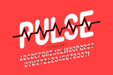 heartbeat pulse line style font alphabet letters vector image