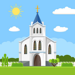 church icon flat summer landscape vector image