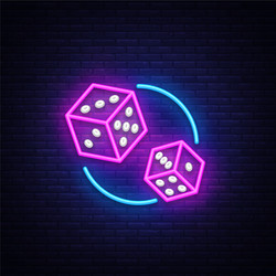 dice neon sign design template game vector image