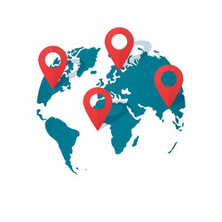 world map location pins global gps vector image