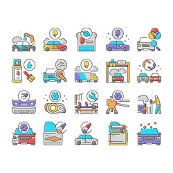 car painting service collection icons set vector image