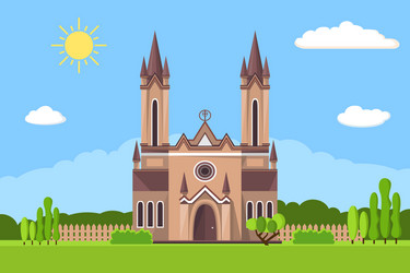 church icon flat summer landscape vector image