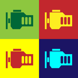 Pop art check engine icon isolated on color vector