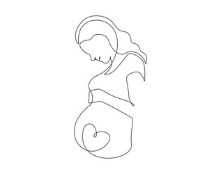 pregnant woman in one continuous line drawing vector image