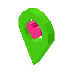 liked geolocation icon with pink heart inside vector image