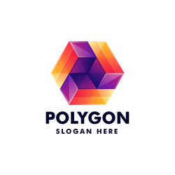 Logo hexagon gradient colorful style vector