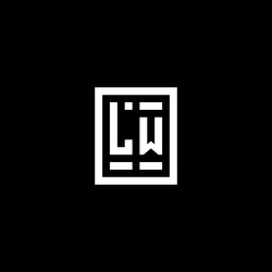 Lw initial logo with square rectangular shape vector