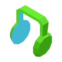 big green headphones icon for music isolated vector image