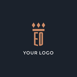 eo logo initial with pillar icon design luxury vector image