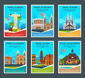 design template various travel cards vector image