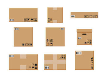 cardboard boxes set isolated on white vector image