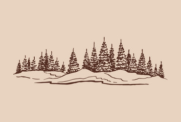 sketch of wild nature with forest hand drawn vector image