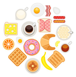 breakfast food set top view flat icon vector image