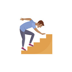 careless man running fast up stairs and falling vector image