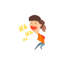 laughing girl emotion icon vector image