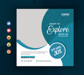 Travelling social media promotional post template vector