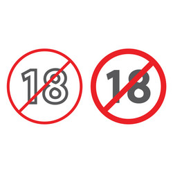 no 18 plus line and glyph icon prohibited ban vector image