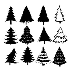 set christmas trees collection stylized vector image