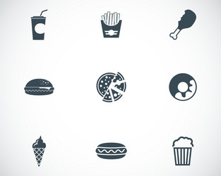 black fast food icons set vector image