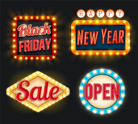 black friday sale new year open retro icons vector image