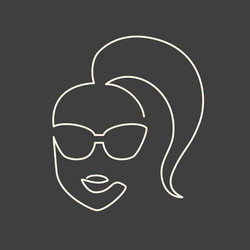 continuous line face in sun glasses drawing vector image