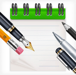 notebook and writing tools vector image