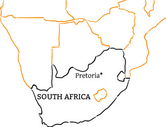 South africa hand-drawn sketch map vector