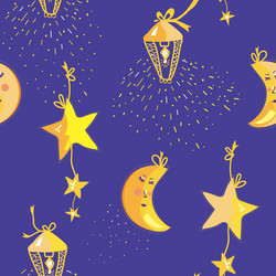 night pattern with moon stars seamless vector image