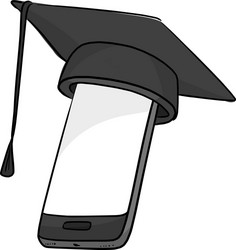 smartphone in square academic cap vector