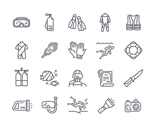 diving line icons set vector image