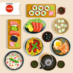 japanese food top view set vector image