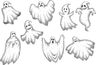 halloween funny cartoon ghosts set vector image