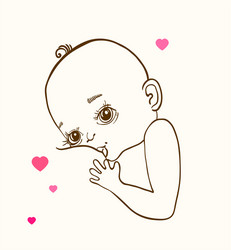 Mother breast feeding and cute baby vector