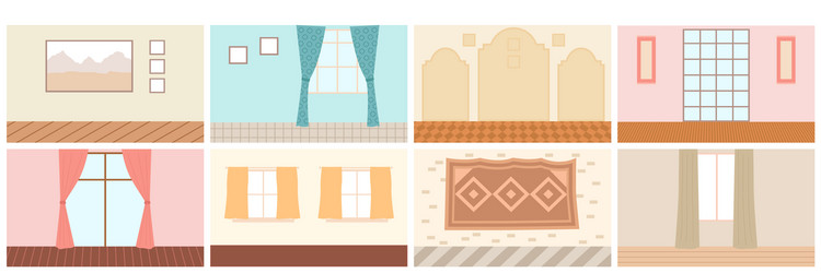 set eight scenes home interior cozy place vector image