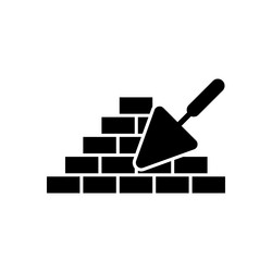 brickwork icon trowel and brick vector image