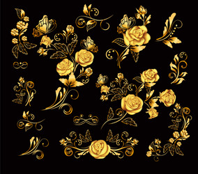 flowers with gold roses vector image