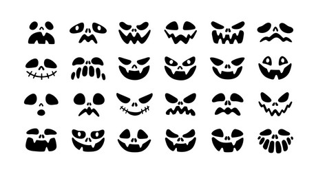 set scary halloween faces with different vector image