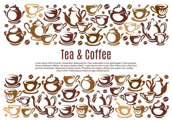 coffee poster with cups and kettles vector image