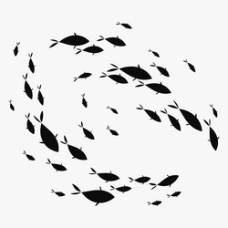 school fish a group silhouette swim vector image