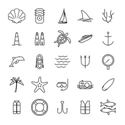 Diving and water activities icons outline vector